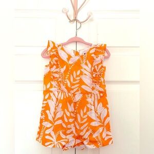 JANIE AND JACK | Tropical leaves orange romper.
